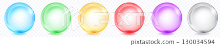 Set of translucent colored spheres. 130034594
