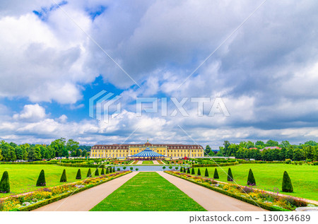 Ludwigsburg Palace Versailles of Swabia Residenzschloss Neuer Hauptbau Neoclassical style and Blooming Baroque gardens in old town Ludwigsburg city historic center, Germany 130034689