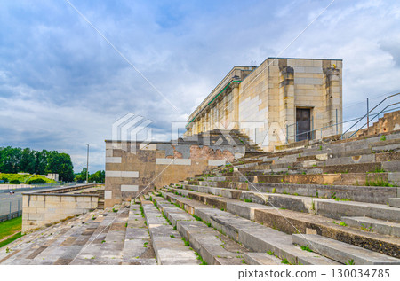 Zeppelinfeld Zeppelin Field Zeppelinwiese with grandstand and stand Zeppelin Tribune  in Nuremberg city, Middle Franconia region, Bavaria state, Germany 130034785
