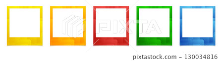 Set of gradient photo frames. Empty frame mockup. Orange, yellow, red, blue and green vintage card Set of gradient photo frames. Empty frame mockup. Orange, yellow, red, blue and green vintage card 130034816