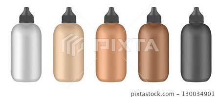 Set of nude beige foundation bottles. 3d mockup 130034901