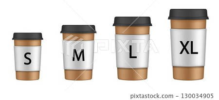 Vector set of different take away hot and cold beverage sizes Vector set of different take away hot and cold beverage sizes 130034905