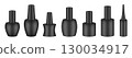 UV gel nail polish bottles. Set of black bottles. Nail laquer or uv gel. Realistic packaging mockup 130034917