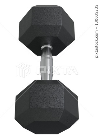 Blank Hex Dumbbell, weightlifting gym equipment top view 130035235