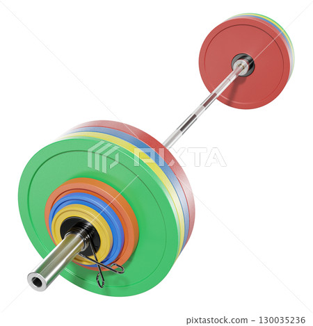 Cast Iron Olympic Adjustable Barbell, weightlifting gym equipment, side view 130035236