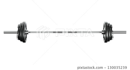 Cast Iron Black Olympic Adjustable Barbell, weightlifting gym equipment, front view 130035239