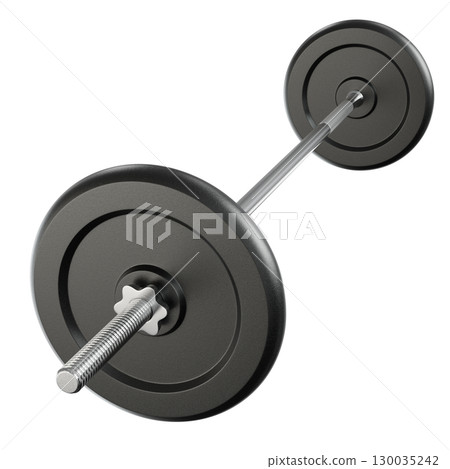 Cast Iron Black Adjustable Barbell, weightlifting gym equipment, side view Cast Iron Black Adjustable Barbell, weightlifting gym equipment, side view 130035242