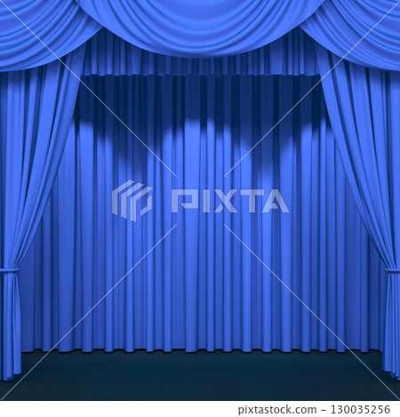 Luxury stage or windows curtains, realistic 3D illustration Luxury stage or windows curtains, realistic 3D illustration 130035256