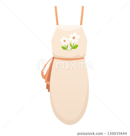 Light apron decorated with flowers flat vector icon, cartoon kitchen uniform, cook's or baker's, housewife or chef dress 130035644