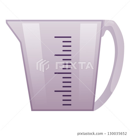 Measurement cup flat vector icon, kitchen accessory for measuring amount of cooking ingredients, transparent scale mug Measurement cup flat vector icon, kitchen accessory for measuring amount of cooking ingredients, transparent scale mug 130035652