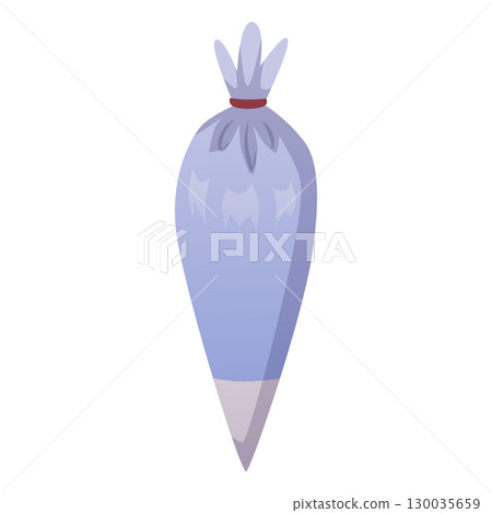 Pastry bag icing, baking pastry tool vector flat icon, cartoon kitchen equipment, utensil for cake cream decoration Pastry bag icing, baking pastry tool vector flat icon, cartoon kitchen equipment, utensil for cake cream decoration 130035659