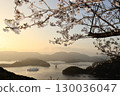 View of cherry blossoms in full bloom from Mount Ryukan 130036047