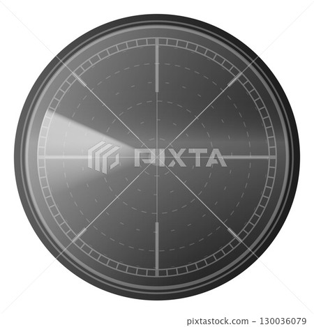 Realistic digital gray HUD radar display in searching, vector detection system, navigation interface, navy or air sonar 130036079