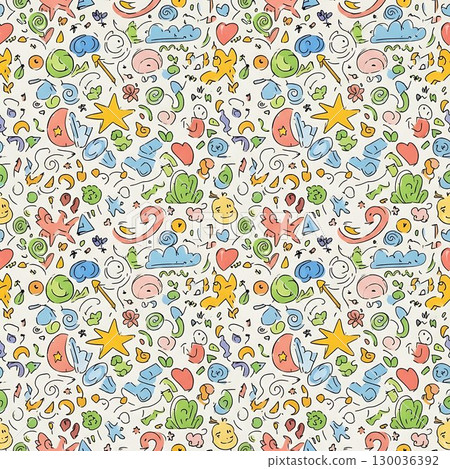 Colorful seamless floral paisley pattern in artistic decorative design. 130036392