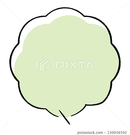 簡單的手繪線條風格的對話泡泡。正圓，蓬鬆的尾巴，直線，居中，朝向右側。色彩時尚。 130036592