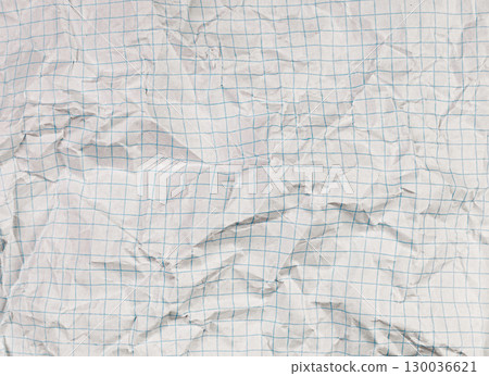 Crumpled Checkered Paper with Dotted Lines on White Background for Creativity Crumpled Checkered Paper with Dotted Lines on White Background for Creativity 130036621