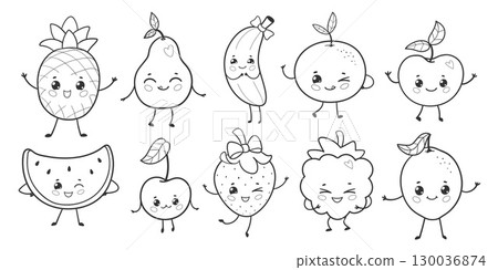 Cute fruit characters collection Cute fruit characters collection 130036874