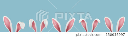 Bunny Ears Horizontal Banner, Vector Illustration. Easter Illustration. Cute Rabbit Ears Template. Spring Holiday Background with Space for Text. Pastel Easter Design Bunny Ears Horizontal Banner, Vector Illustration. Easter Illustration. Cute Rabbit Ears Template. Spring Holiday Background with Space for Text. Pastel Easter Design 130036997