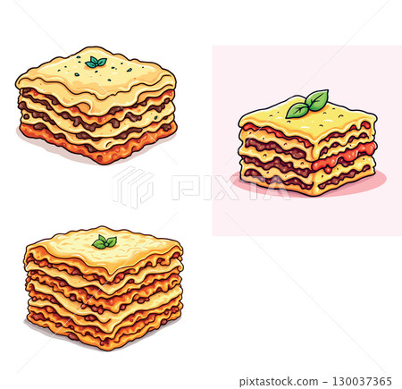 Vsai delicious layered lasagna bolognese showing various toppings and styles Vsai delicious layered lasagna bolognese showing various toppings and styles 130037365
