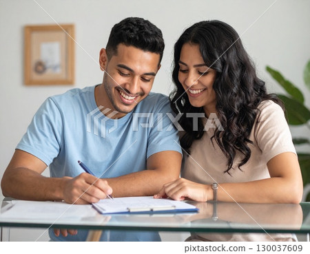 A moment of happiness for a married couple 130037609