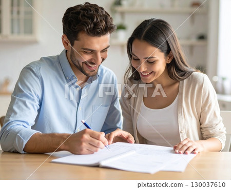 A moment of happiness for a married couple 130037610