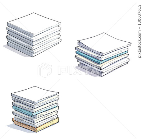 Stacks of paper and documents representing office work and organization Stacks of paper and documents representing office work and organization 130037615