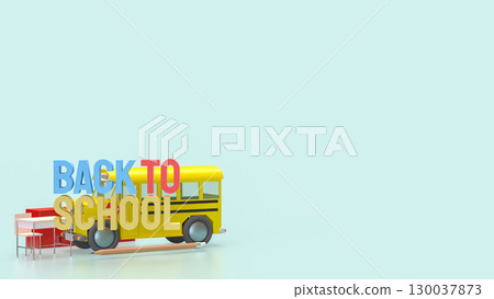 The School bus for education or Back to school concept 3d Rendering. The School bus for education or Back to school concept 3d Rendering. 130037873