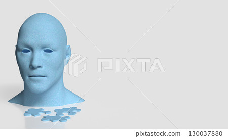 The Human Bust and Jigsaw for Abstract concept 3d Rendering. 130037880
