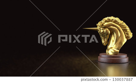 The Gold Unicorn and Start up for Business concept 3d Rendering. The Gold Unicorn and Start up for Business concept 3d Rendering. 130037887