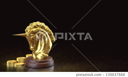 The Gold Unicorn and Start up for Business concept 3d Rendering. The Gold Unicorn and Start up for Business concept 3d Rendering. 130037888