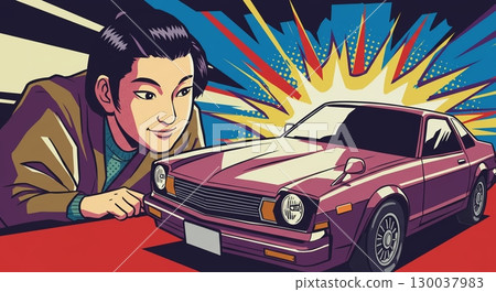 閃耀奪目！普普藝術風格的汽車插畫 130037983