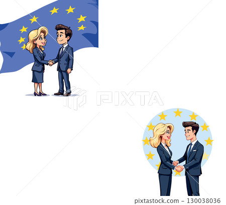 Business people shaking hands with european union flag 130038036