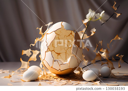 decorative composition still life of chicken eggs. creative food products 130038193