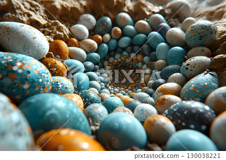 colored spotted decorative partridge eggs 130038221