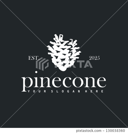 Pinecone design, modern minimalist plant concept and also vintage retro, design for brand symbol, poster, template, and business 130038360