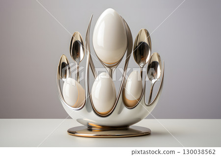 decorative and designer stand and egg rack. art in the food industry 130038562