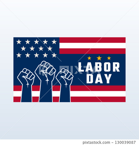 raised fists protest labor day celebration design 130039087