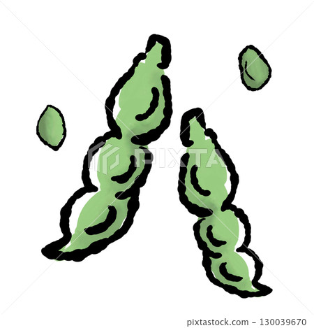 手繪毛豆插圖（水彩、透明背景PNG） 130039670