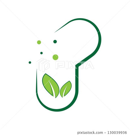 herbal capsule pill leaf medicine drug logo vector 130039936