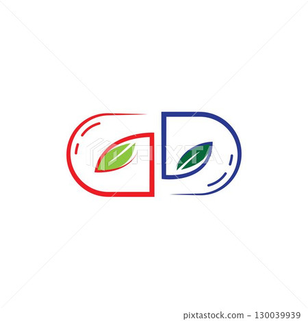 herbal capsule pill leaf medicine drug logo vector 130039939