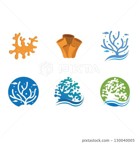 Coral logo icon design template flat vector 130040005