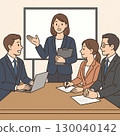 一位女士在商務會議上演講，團隊成員正在聽演講 130040142