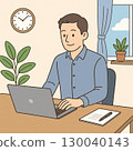 在家工作的男性 電腦工作和遠距辦公的圖片 130040143