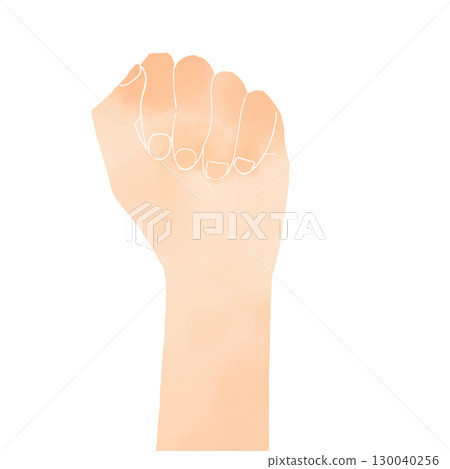 水彩風格簡單描繪握緊的拳頭 130040256