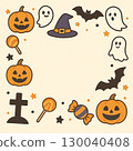 萬聖節框架材料：南瓜、鬼魂和糖果包圍的設計 130040408