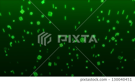Green glowing cube particles 130040451
