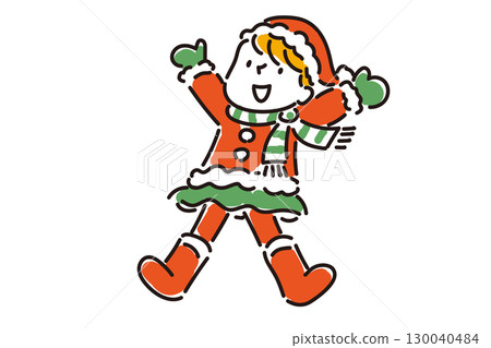 A cheerful girl wearing a scarf jumping in winter A cheerful girl wearing a scarf jumping in winter 130040484