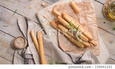 Traditional italian breadsticks grissini 130041281