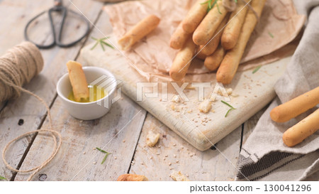 Traditional italian breadsticks grissini 130041296