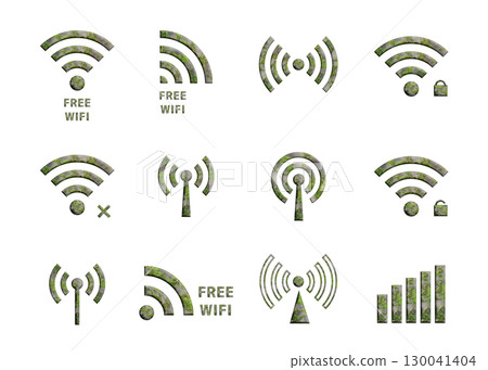 Free Wi-Fi logo mark illustration set icon pictogram 130041404